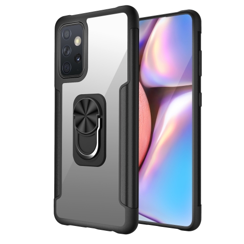 

For Samsung Galaxy A72 5G PC +TPU + Metal Shockproof Protective Case with Ring Holder(Black)
