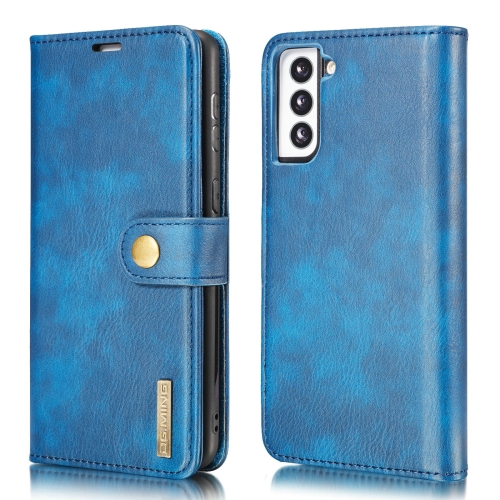 

For Samsung Galaxy S21 5G DG.MING Crazy Horse Texture Flip Detachable Magnetic Leather Case with Holder & Card Slots & Wallet(Blue)