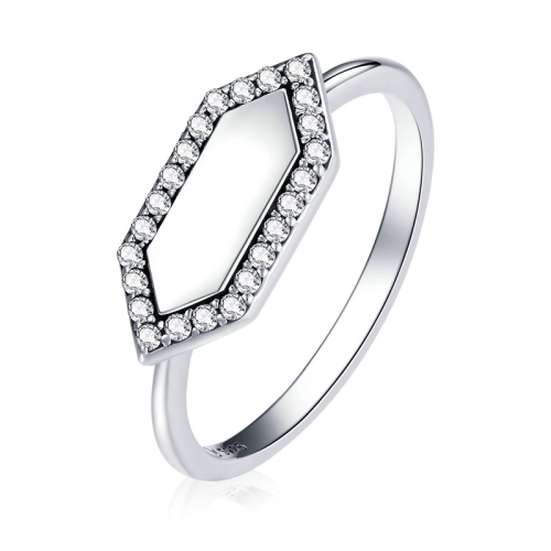

S925 Sterling Silver Shining Geometry Women Ring, Size:6