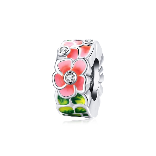 

S925 Sterling Silver Colorful Flowers Beads DIY Bracelet Necklace Accessories