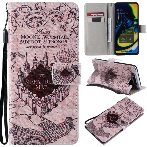 

For Galaxy A80 / A90 Painted Pattern Horizontal Flip Leather Case, with Wallet & Holder & Card Slots & Lanyard(Castle)