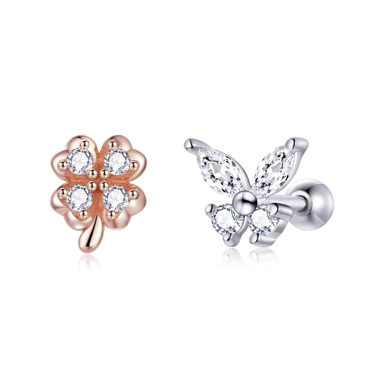 

S925 Sterling Silver Clover Butterfly Women Earrings