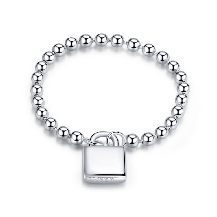 

S925 Sterling Silver Simple Heart Lock Women Ring, Size:6