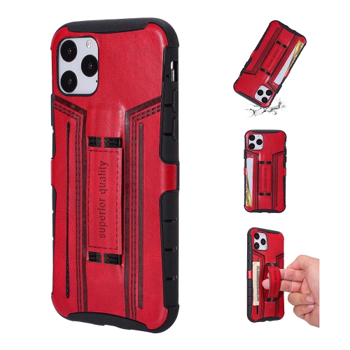 

For iPhone 11 Four-Corner Shockproof Paste Skin TPU Protective Case with Card Slots(Red)