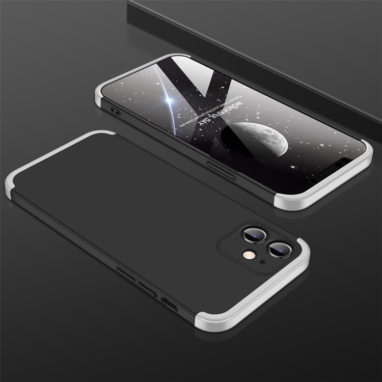 

GKK Three Stage Splicing Full Coverage PC Case For iPhone 12(Black+Silver)