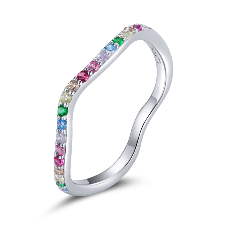 

S925 Sterling Silver Rainbow Bridge Women Ring, Size:8
