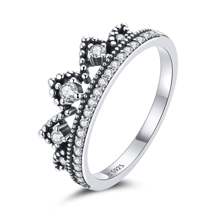 

S925 Sterling Silver Queen Crown Women Ring, Size:6
