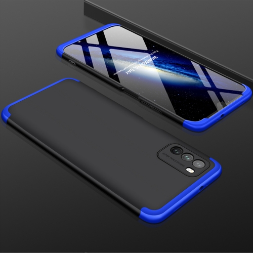 

For Xiaomi Redmi 9 Power GKK Three Stage Splicing Full Coverage PC Case(Black+Blue)