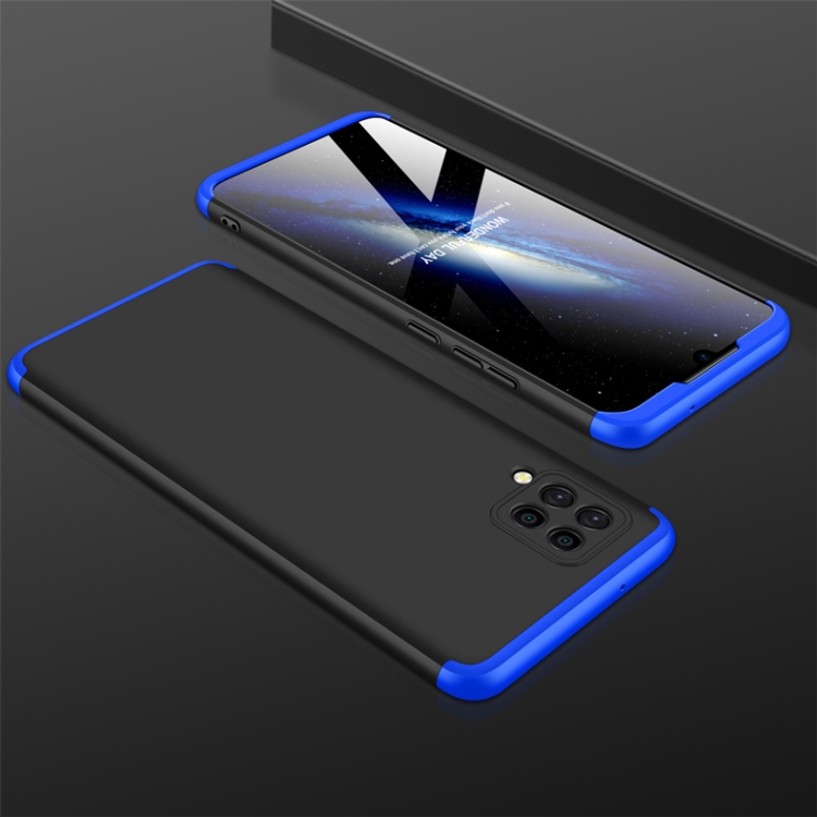 

For Samsung Galaxy A42 5G GKK Three Stage Splicing Full Coverage PC Case(Black+Blue)