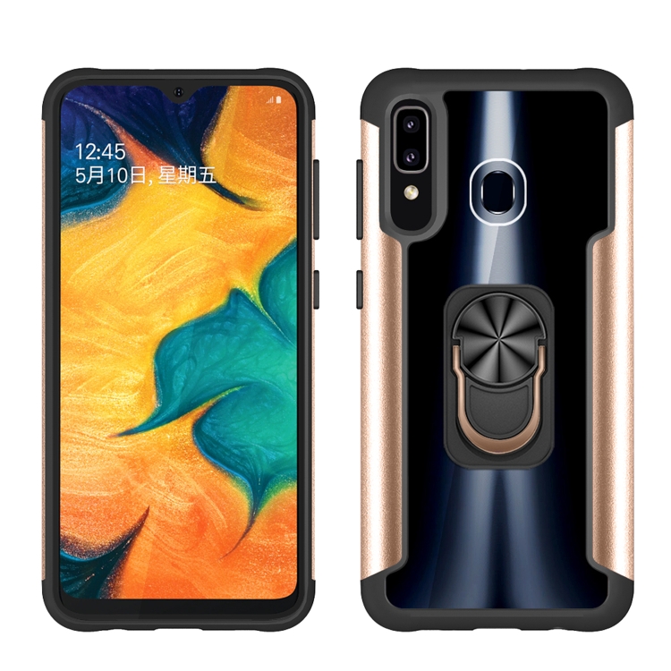 

For Samsung Galaxy A50 / A50s / A30s PC +TPU + Metal Shockproof Protective Case with Ring Holder(Gold)