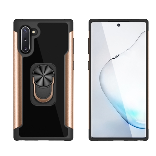 

For Samsung Galaxy Note 10 PC +TPU + Metal Shockproof Protective Case with Ring Holder(Gold)