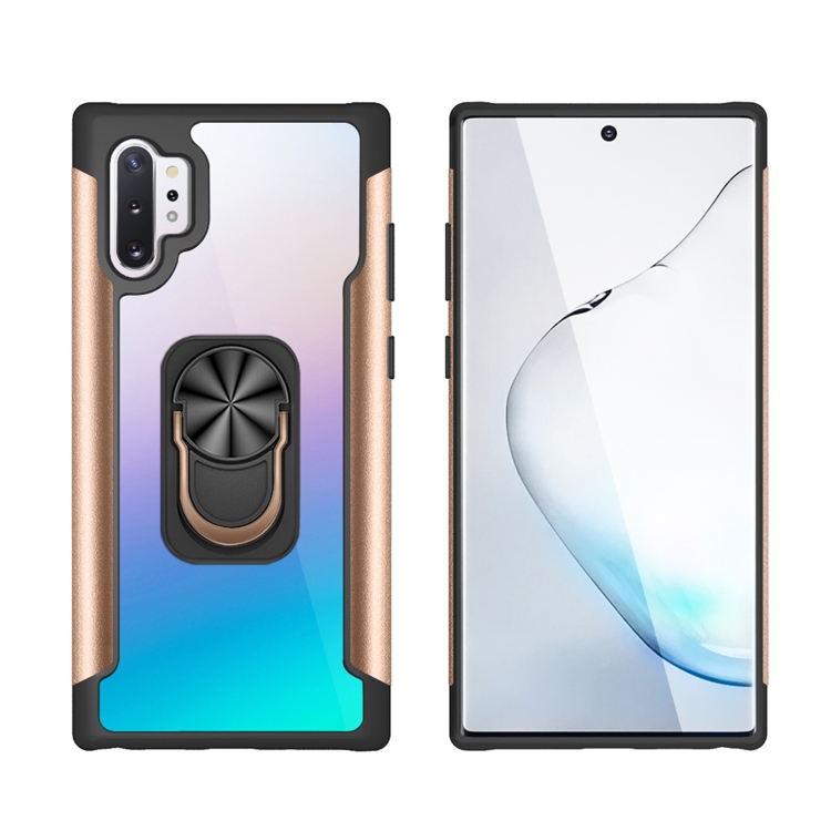 

For Samsung Galaxy Note 10 Pro PC +TPU + Metal Shockproof Protective Case with Ring Holder(Gold)