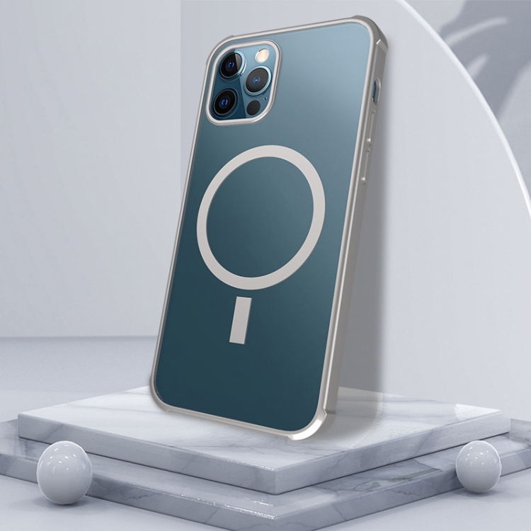 

Straight Side Laser Plating Full Coverage Clear TPU Shockproof Magsafe Case For iPhone 11(Silver)