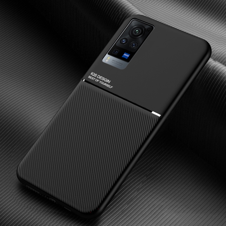 

For vivo X60 Pro 5G Classic Tilt Strip Grain Magnetic Shockproof PC + TPU Case(Black)