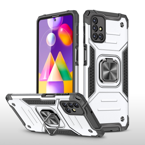 

For Samsung Galaxy M31s Magnetic Armor Shockproof TPU + PC Case with Metal Ring Holder(Silver)