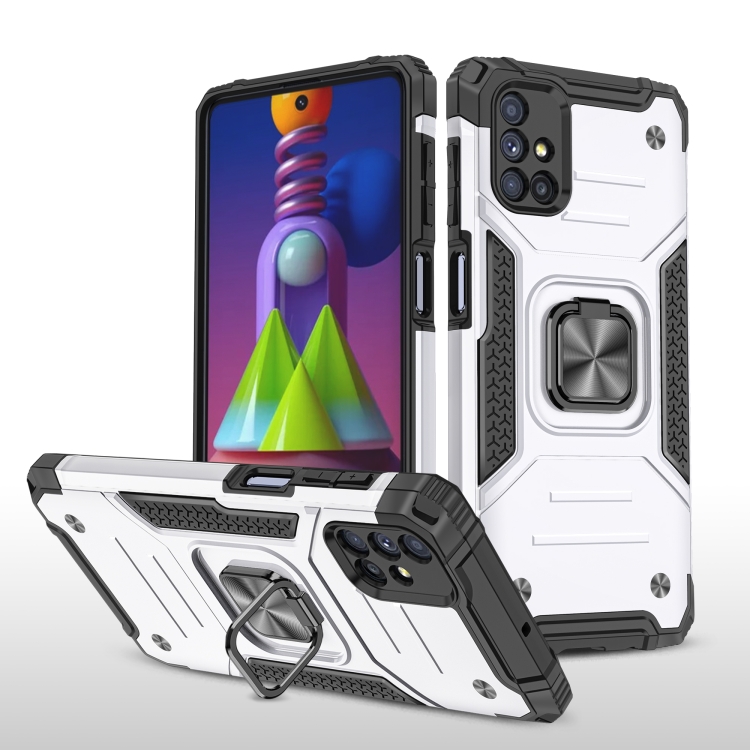 

For Samsung Galaxy M51 Magnetic Armor Shockproof TPU + PC Case with Metal Ring Holder(Silver)
