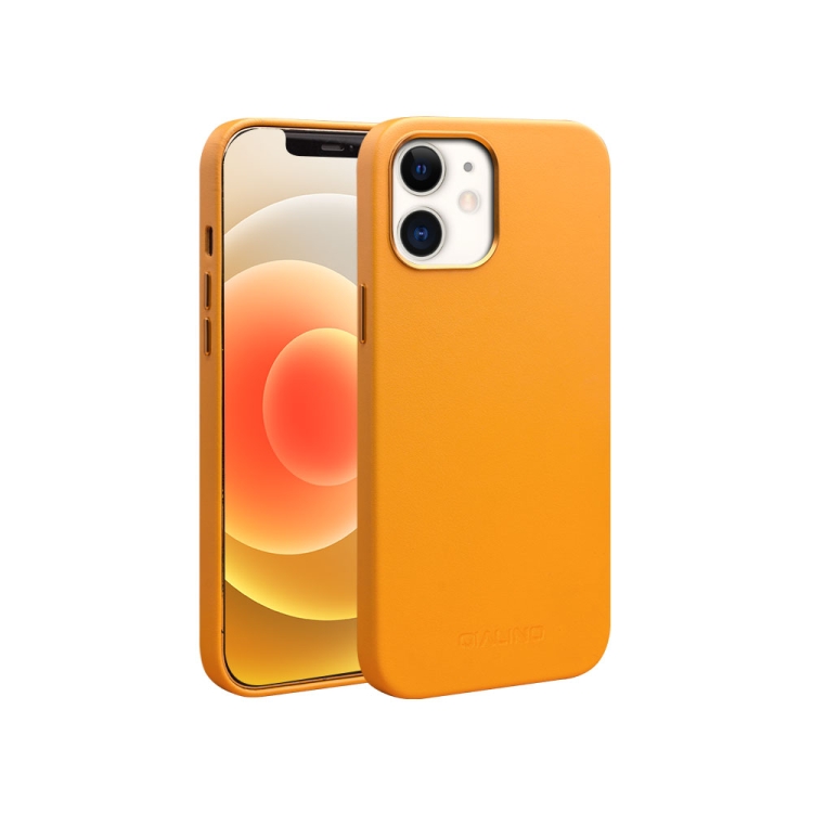

QIALINO Nappa Leather Shockproof Magsafe Case For iPhone 12 mini(Yellow)