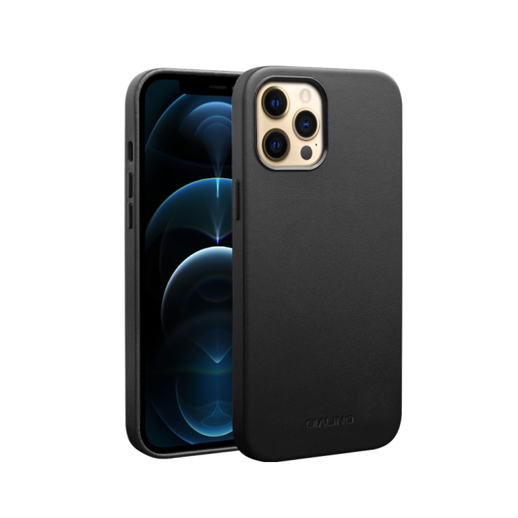 

QIALINO Nappa Leather Shockproof Magsafe Case For iPhone 12 Pro Max(Black)