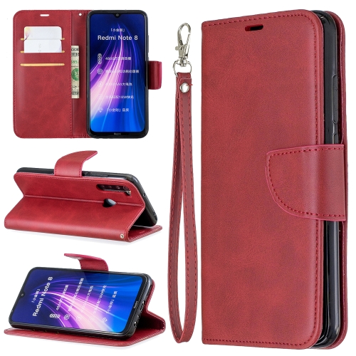 

For Xiaomi Redmi Note 8 Retro Lambskin Texture Pure Color Horizontal Flip PU Leather Case with Holder & Card Slots & Wallet & Lanyard(Red)