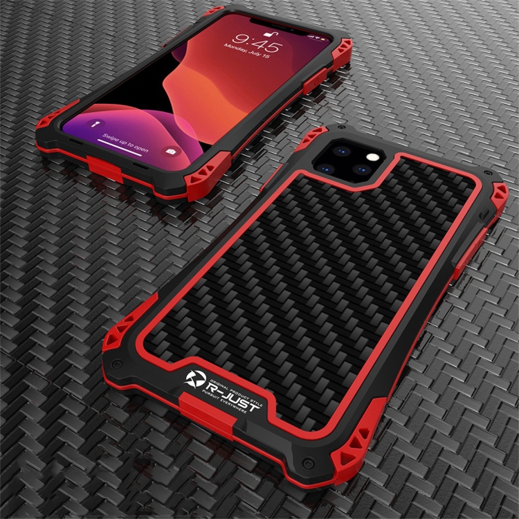 

For iPhone 11 Pro Max R-JUST AMIRA Shockproof Dustproof Metal Protective Case(Black Red)