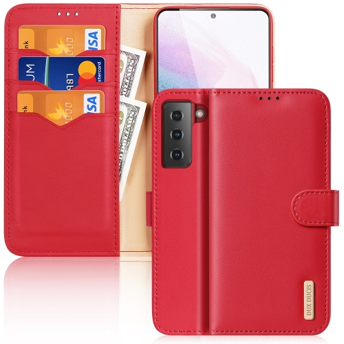 

For Samsung Galaxy S21+ 5G DUX DUCIS Hivo Series Cowhide + PU + TPU Leather Horizontal Flip Case with Holder & Card Slots(Red)