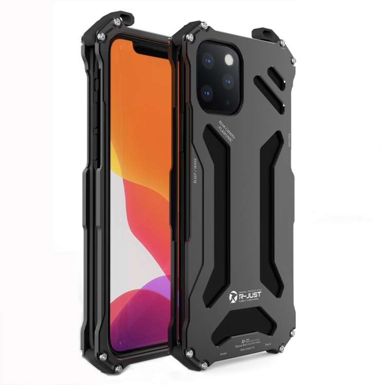 

For iPhone 11 Pro Max R-JUST Shockproof Dustproof Armor Metal Protective Case(Black)