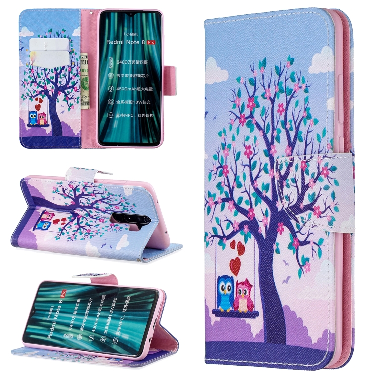 

For Xiaomi Redmi Note 8 Pro Colored Drawing Horizontal Flip Leather Case with Holder & Card Slots & Wallet(Two Eagle)