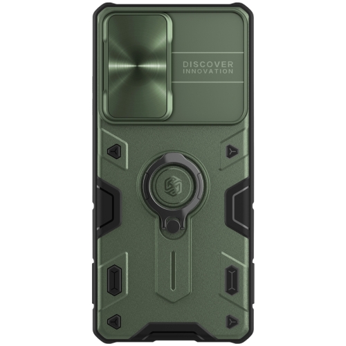 

For Samsung Galaxy S21 Ultra 5G NILLKIN Shockproof CamShield Armor Protective Case with Invisible Ring Holder(Green)