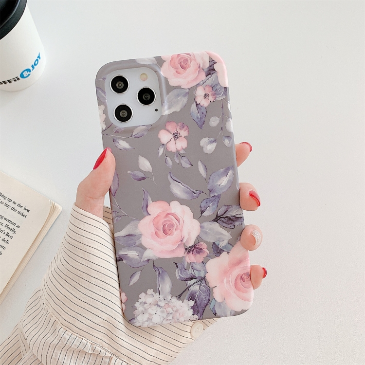 

Shockproof IMD TPU Protective Case For iPhone 12 mini(Grey Background Flower)