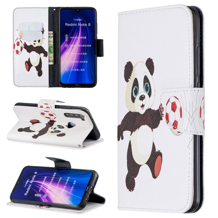 

For Xiaomi Redmi Note 8 Colored Drawing Horizontal Flip Leather Case with Holder & Card Slots & Wallet(Football Panda)