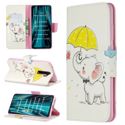 

For Xiaomi Redmi Note 8 Pro Colored Drawing Horizontal Flip Leather Case with Holder & Card Slots & Wallet(Umbrella Elephant)