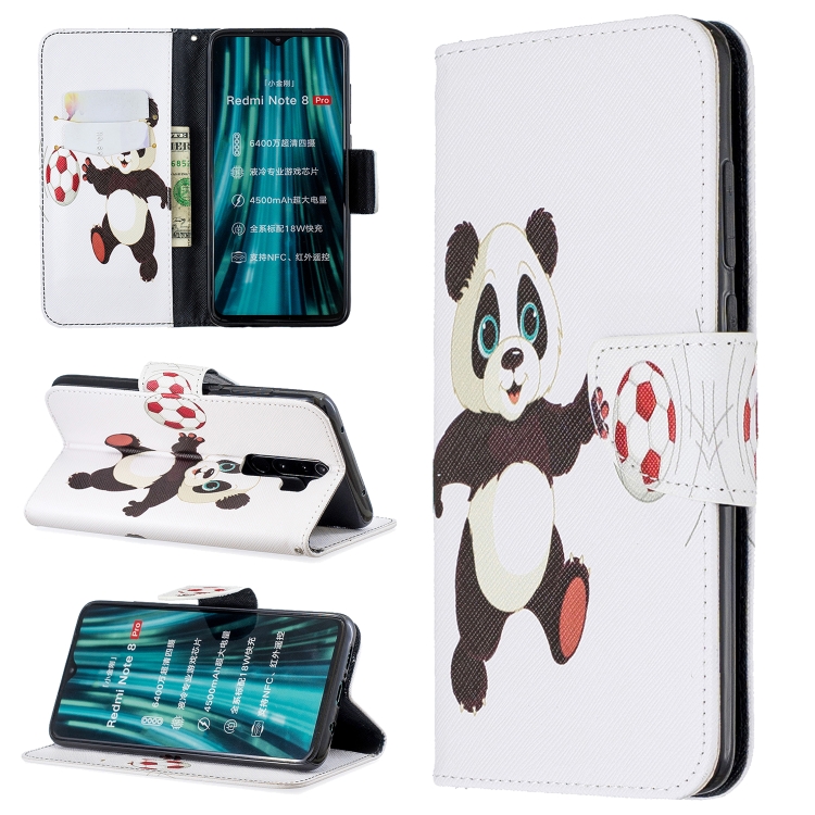 

For Xiaomi Redmi Note 8 Pro Colored Drawing Horizontal Flip Leather Case with Holder & Card Slots & Wallet(Football Panda)