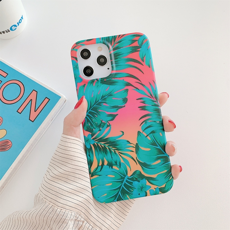 

Shockproof IMD TPU Protective Case For iPhone 11 Pro(Red Background Leaves)