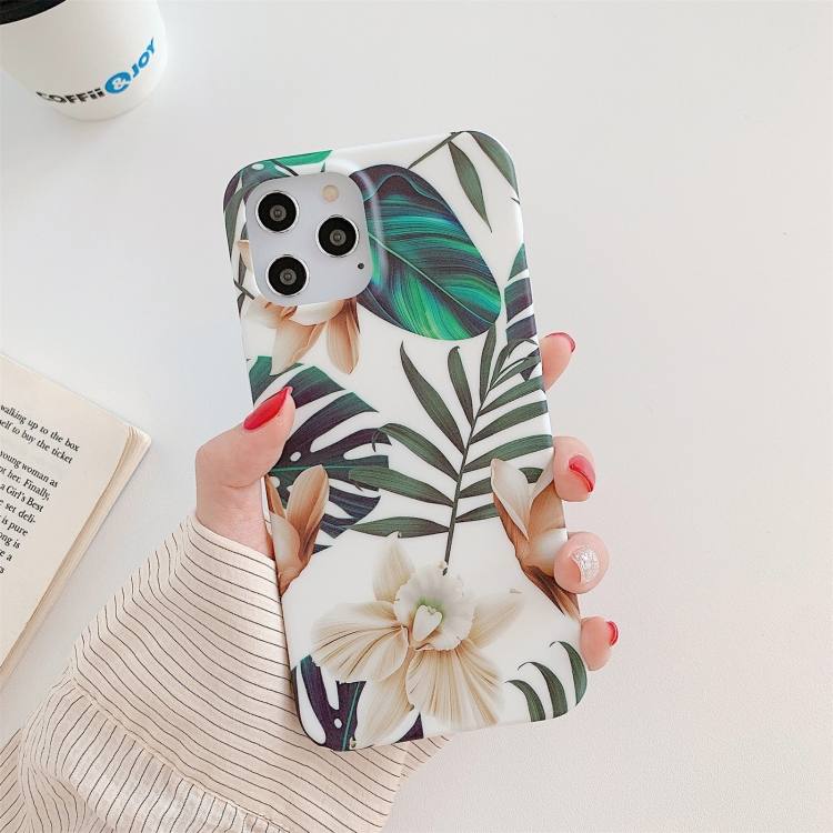 

Shockproof IMD TPU Protective Case For iPhone 11 Pro Max(Banana Leaves White Flower)