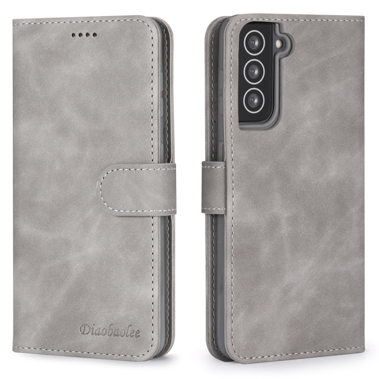 

For Samsung Galaxy S21 Ultra 5G Diaobaolee Pure Fresh Texture Horizontal Flip Leather Case(Grey)