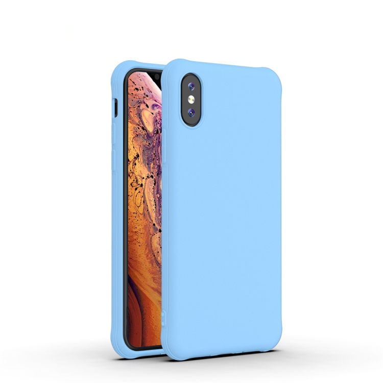 

For iPhone XS / X Shockproof Frosted Ultra-thin TPU Protective Case(Ice Blue)