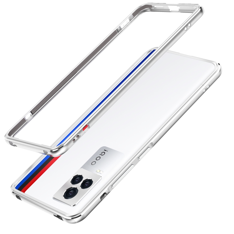 

For vivo iQOO 7 Aurora Series Lens Protector + Metal Frame Protective Case(Silver)