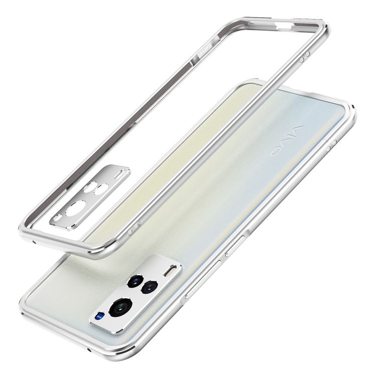 

For vivo X60 Aurora Series Lens Protector + Metal Frame Protective Case(Silver)