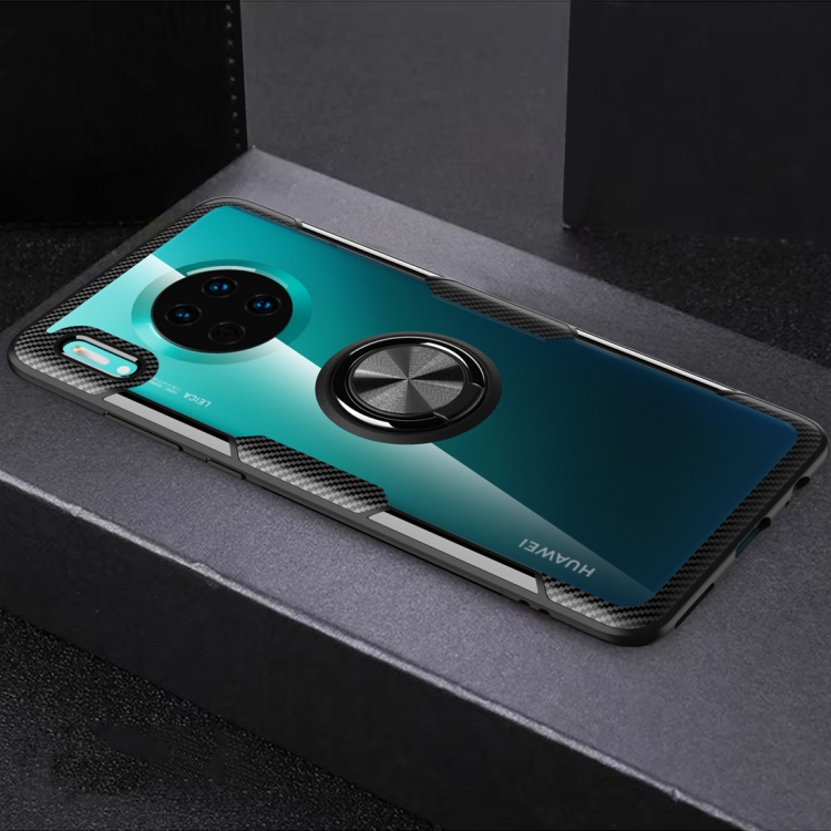 

For Huawei Mate 30 Shockproof TPU + Acrylic Protective Case with Metal Ring Holder(Black)