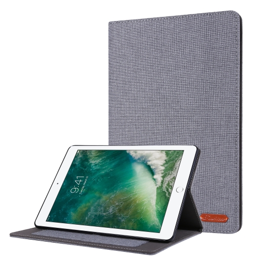 

Horizontal Flip TPU + Fabric PU Leather Protective Case with Name Card Clip For iPad 10.2 / 10.2(2020)(Grey)