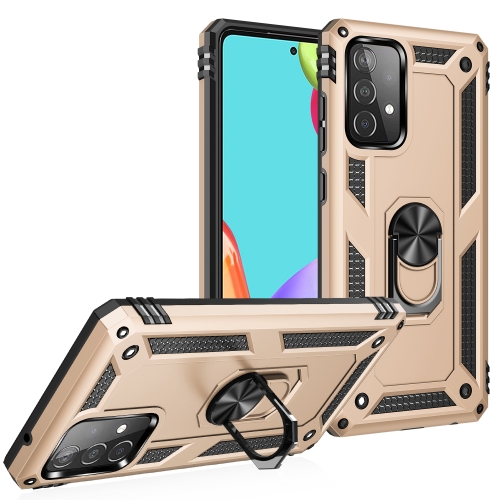 

For Samsung Galaxy A52 5G / 4G Shockproof TPU + PC Protective Case with 360 Degree Rotating Holder(Gold)