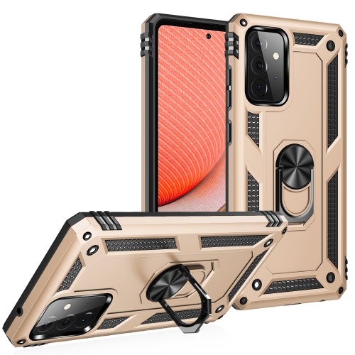 

For Samsung Galaxy A72 5G / 4G Shockproof TPU + PC Protective Case with 360 Degree Rotating Holder(Gold)