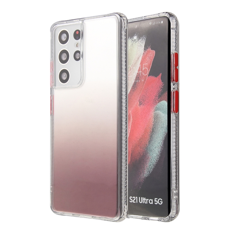 

For Samsung Galaxy S21 Ultra Gradient Shockproof TPU + Acrylic Protective Case with Detachable Buttons(Gradient Brown)