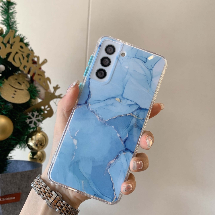

For Samsung Galaxy S21 Ultra 5G Coloured Glaze Marble TPU + PC Protective Case(Blue)