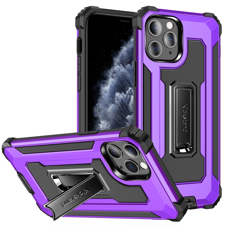 

Knight Jazz PC+TPU Shockproof Protective Case with Foldable Holder For iPhone 11 Pro(Purple)