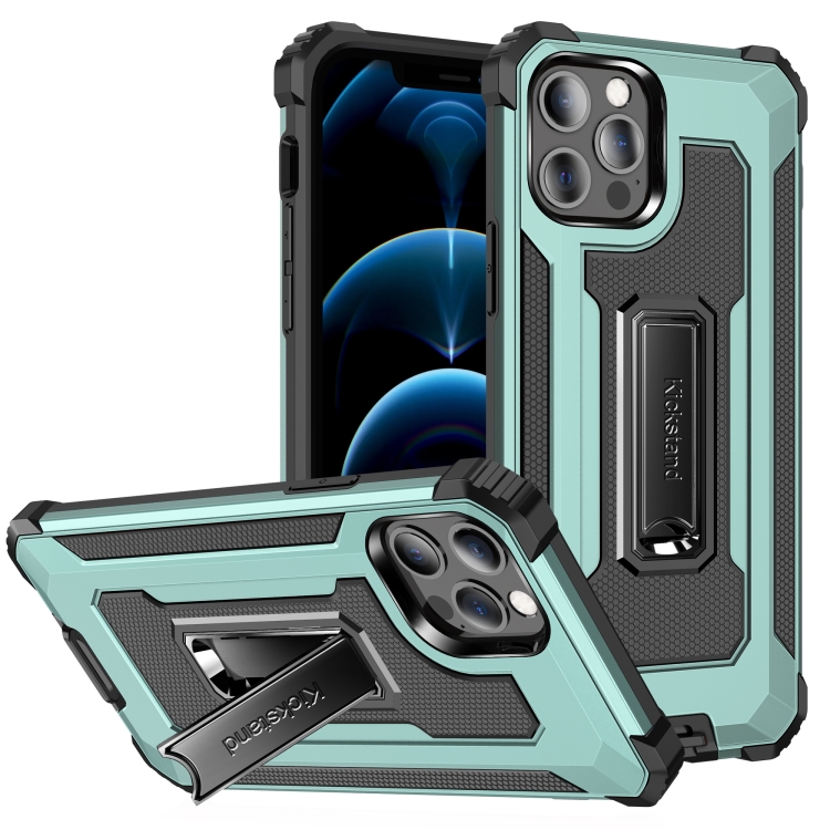 

Knight Jazz PC+TPU Shockproof Protective Case with Foldable Holder For iPhone 12 / 12 Pro(Grass Green)