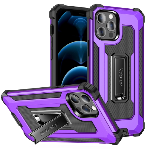 

Knight Jazz PC+TPU Shockproof Protective Case with Foldable Holder For iPhone 12 Pro Max(Purple)