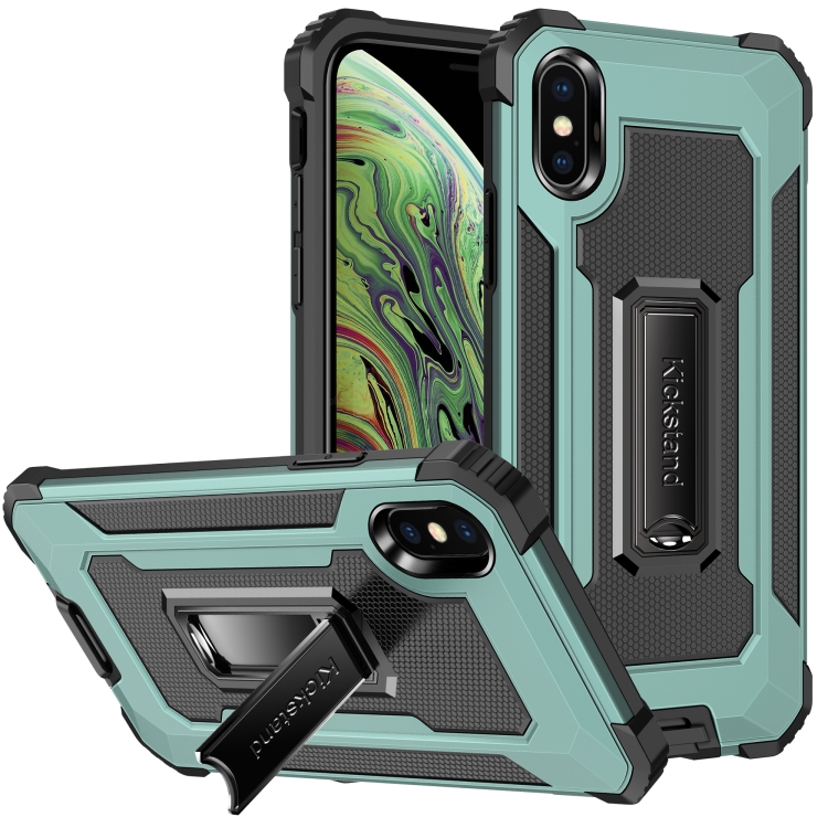 

Knight Jazz PC+TPU Shockproof Protective Case with Foldable Holder For iPhone XS Max(Grass Green)