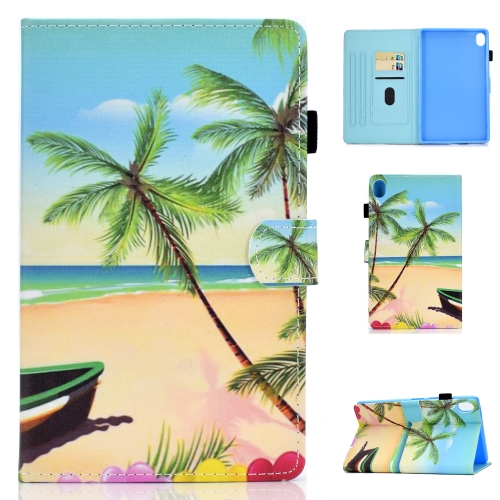 

For Huawei MediaPad M6 10.8 Colored Drawing Stitching Horizontal Flip Leather Case, with Holder & Card Slots(Sandbeach)