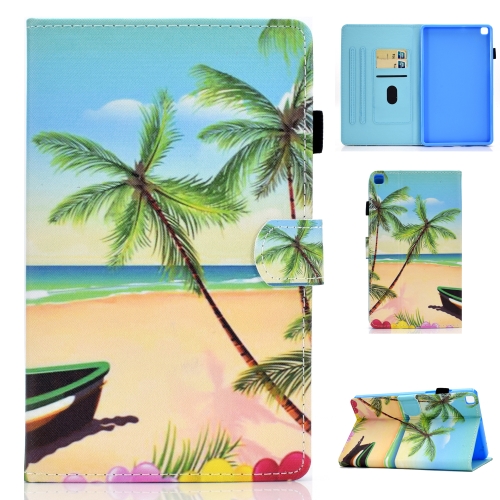 

For Galaxy Tab A 8.0 2019 / T290 Colored Drawing Stitching Horizontal Flip Leather Case, with Holder & Card Slots(Sandbeach)